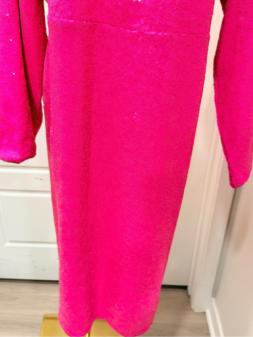 Black Midi Sweater Dress with Orange Ombre Pleat - Picture 8 of 8